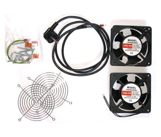 19" ventilace pro nástěnné rozvaděče XtendLan, 2 ventilátory, napájecí kabel, spojovací materiál