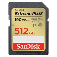 SanDisk SDXC karta 512GB Extreme PLUS (R 190 MB/s  W130 MB/s Class 10, UHS-I U3 V30)