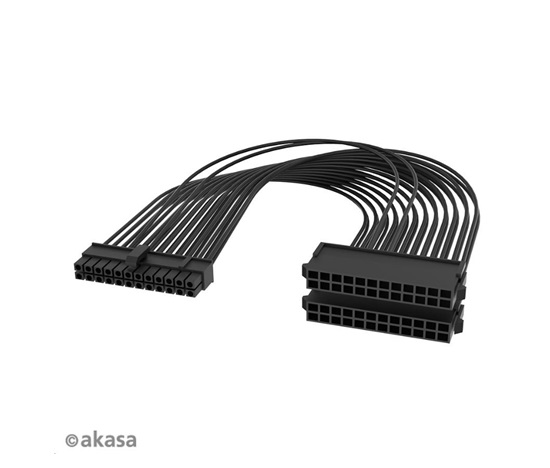 AKASA kabel ATX 24P Male to Dual ATX 24P Female - 2 Pack