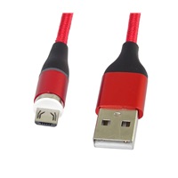 PREMIUMCORD Magnetický micro USB a USB-C nabíjecí a datový kabel 1m, červený