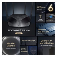 MERCUSYS MR80X WiFi6 router (AX3000,2,4GHz/5GHz, 3xGbELAN,1xGbEWAN)