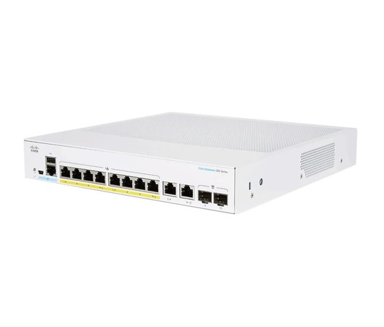 Cisco switch CBS350-8P-2G-EU (8xGbE,2xGbE/SFP combo,8xPoE+,67W,fanless) - REFRESH