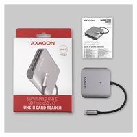 AXAGON CRE-S3C, USB-C 3.2 Gen 1 - SUPERSPEED čtečka karet, 3-slot & lun SD/microSD/CF, podpora UHS-II