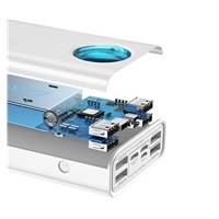 Baseus Amblight powerbanka s digitálním displejem QC 30000mAh Overseas Edition + kabel Type-C/Type-C 100W 1m, bílá