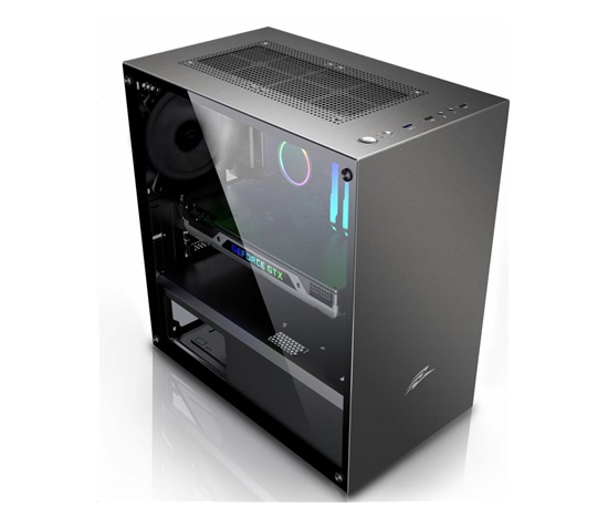 EVOLVEO M4, case mATX, 1x120mm PWM ventilátor, průhledná bočnice, černá