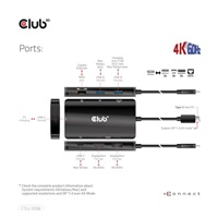 Club3D Dokovací stanice USB-C 7v1, 2xDP, 2xUSB-C, 2xUSB, 1xRJ45, černá