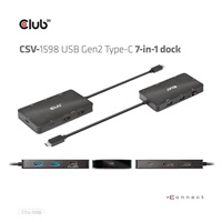 Club3D Dokovací stanice USB-C 7v1, 2xDP, 2xUSB-C, 2xUSB, 1xRJ45, černá