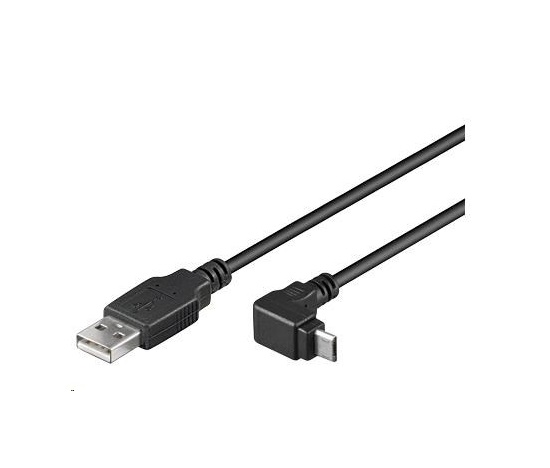 PremiumCord Kabel micro USB 2.0, A-B, konektor do úhlu 90° 3m (černý)