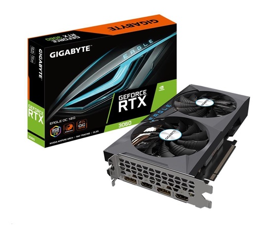 BAZAR - GIGABYTE VGA NVIDIA GeForce RTX 3060 EAGLE 12G LHR Rev. 2.0, RTX 3060, 12GB GDDR6, 2xDP, 2xHDMI - Po opravě (Bez