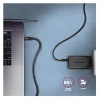 AXAGON BUCM3-CM30AB, SPEED kabel USB-C <-> USB-C, 3m, USB 3.2 Gen 1, PD 60W 3A, ALU, oplet, černý