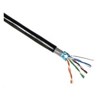 POŠKOZENÝ OBAL -  FTP kabel LYNX Cat5E, drát, dvojitý venkovní PE+PVC, černý, 305m cívka - BAZAR