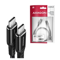 AXAGON BUCM-CM30AB, HQ kabel USB-C <-> USB-C, 3m, USB 2.0, PD 60W 3A, ALU, oplet, černý