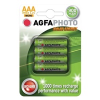 AgfaPhoto nabíjecí NiMH baterie AAA, 900mAh, blistr 4ks