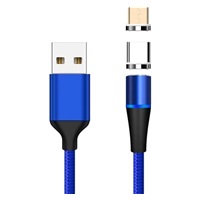 PremiumCord Magnetický micro USB a USB-C nabíjecí a datový kabel, 1m, modrá