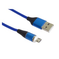 PremiumCord Magnetický micro USB a USB-C nabíjecí a datový kabel, 1m, modrá