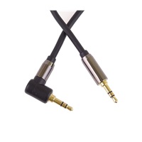 PremiumCord HQ stíněný kabel stereo Jack 3.5mm - Jack 3.5mm zahnutý 90°, 1,5m