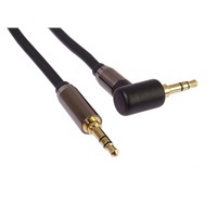 PremiumCord HQ stíněný kabel stereo Jack 3.5mm - Jack 3.5mm zahnutý 90°, 1,5m