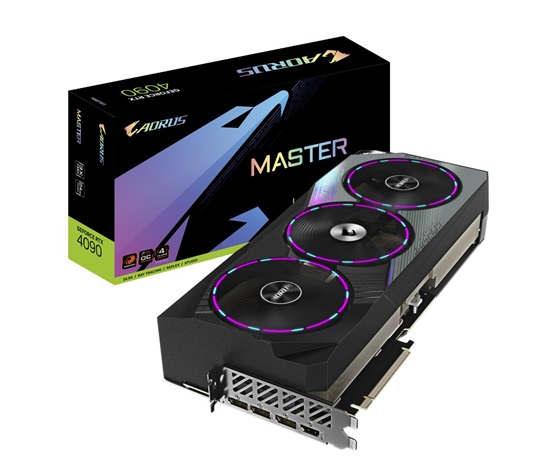 GIGABYTE VGA NVIDIA GeForce RTX 4090 AORUS MASTER 24G, 24G GDDR6X, 3xDP, 1xHDMI