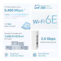 TP-Link Deco XE75 Pro(1-pack) WiFi6E Mesh (AXE5400,2,4GHz/5GHz/6GHz,1x2,5GbELAN/WAN,2xGbELAN)