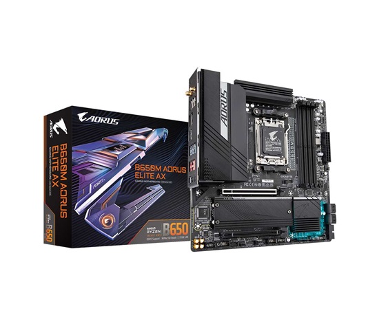 GIGABYTE MB Sc AM5 B650M AORUS ELITE AX, AMD B650, 4xDDR5, 1xDP, 1xHDMI, WI-FI, mATX