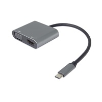 PremiumCord MST adaptér USB-C na HDMI + VGA, rozlišení 4K a FULL HD 1080p