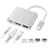PremiumCord Adaptér USB-C na HDMI + USB3.0 + PD, rozlišení 4K a FULL HD 1080p