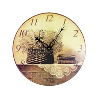 TechnoLine WT 1016 nástěnné hodiny, analogové, řízené krystalem, dřevo, dekor květivový koš