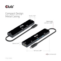 Club3D hub USB Gen3x2 Type-C (USB4), 6-in-1 s HDMI 8K60Hz/4K120Hz, 2xUSB, RJ45 a 2xUSB-C, 1xData, 1xPD - nabíjení 100W