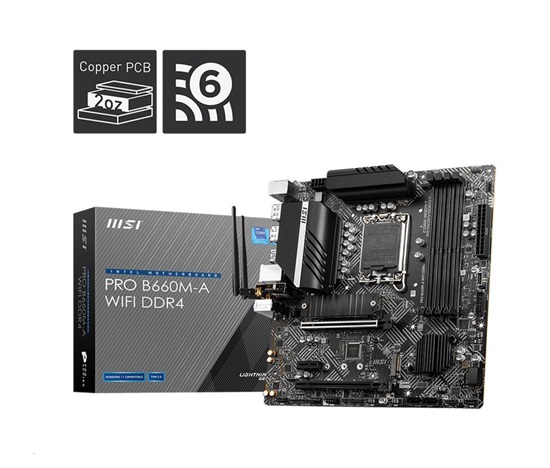 BAZAR - MSI MB Sc LGA1700 PRO B660M-A WIFI DDR4, Intel B660, 4xDDR4, 2xDP, 2xHDMI, WI-FI, mATX - Po opravě (Bez příšluše