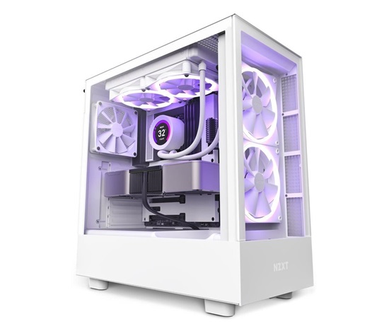 NZXT skříň H5 Elite edition / 3x120 mm (2xRGB) fan / USB 3.0 / USB-C 3.1 / průhledná bočnice i přední panel / bílá