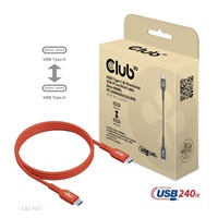 Club3D kabel USB-C, Oboustranný USB-IF Certifikovaný data kabel, PD 240W(48V/5A) EPR M/M 1m