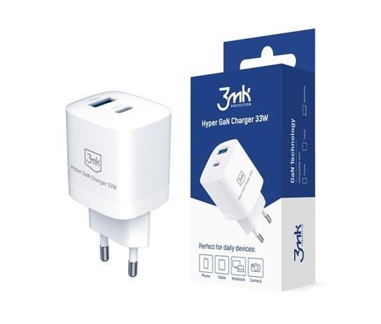 3mk síťová nabíječka - Hyper GaN Charger 33W, bílá