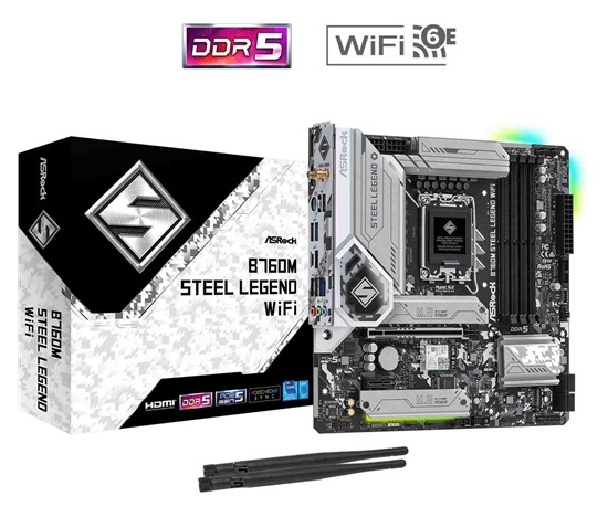 ASRock MB Sc LGA1700 B760M STEEL LEGEND WIFI, Intel B760, 4xDDR5, 1xDP, 1xHDMI, WI-FI, mATX