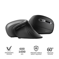 BAZAR - TRUST ergonomická vertikální myš Verro Wireless Ergonomic Mouse, black - Poškozený obal (Komplet)