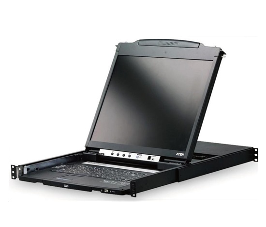 ATEN dual rail console, 19" LCD, rack 19", klávesnice, touchpad