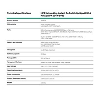 HPE Networking Instant On Switch 8p Gigabit CL4 PoE 2p SFP 124W 1930