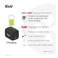 Club3D cestovní nabíječka 65W GAN technologie, 3 porty (2xUSB-C + USB-A), PPS, Power Delivery(PD) 3.0 Support