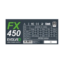 EVOLVEO FX 450, zdroj 450W ATX, 14cm, tichý, 80+, bulk, záruka 3 roky