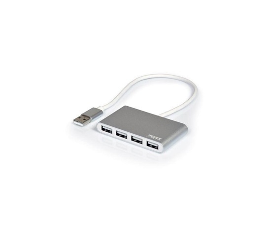 PORT USB HUB, 4x USB 2.0, šedý