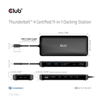 Club3D Dokovací stanice USB-C 11v1, 2xDP, 3xUSB-C, 3xUSB, 1xRJ45, čtečka SD karet, černá