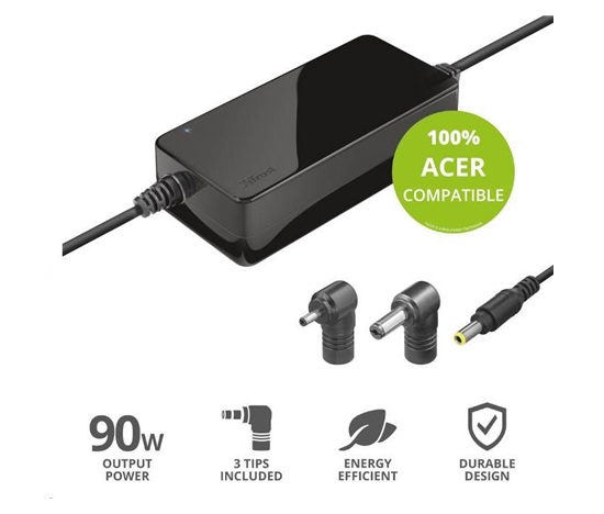 BAZAR - TRUST napájecí adaptér MAXO pro notebooky ACER 90W, vč. koncovek - poškozený obal