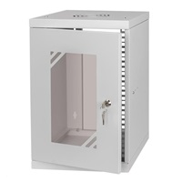 LEXI-Net 10" nástěnný rozvaděč Basic 9U 292x300, skleněné dveře, bez zad, svařovaný, šedý