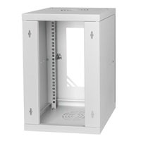 LEXI-Net 10" nástěnný rozvaděč Basic 9U 292x300, skleněné dveře, bez zad, svařovaný, šedý