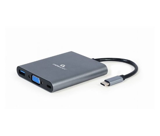 GEMBIRD CABLEXPERT USB-C 6-in-1 multi-port adapter (Hub3.1 + HDMI + VGA + PD + čtečka karet + stereo audio)