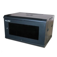 XtendLan 19" nástěnný rozvaděč 6U 600x450, nosnost 60 kg, skleněné kouřové dveře, rozložený, černý