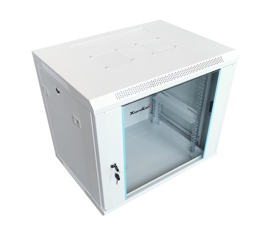 XtendLan 19" nástěnný rozvaděč 6U 600x450, nosnost 60 kg, skleněné dveře, svařovaný, šedý