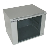 XtendLan 19" nástěnný rozvaděč 9U 600x450, nosnost 60 kg, skleněné kouřové dveře, svařovaný, šedý