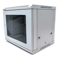 XtendLan 19" nástěnný rozvaděč 9U 600x450, nosnost 60 kg, skleněné kouřové dveře, svařovaný, šedý