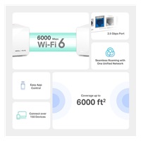 MERCUSYS Halo H90X(2-pack) WiFi6 Mesh (AX6000,2,4GHz/5GHz,1x2,5GbELAN/WAN,2xGbELAN/WAN)