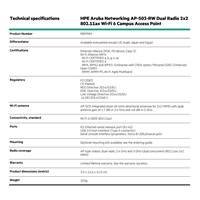 HPE Aruba Networking AP-503-RW Dual Radio 2x2:2 802.11ax Wi-Fi 6 Campus Access Point (Includes Mount Bracket) R8M98A